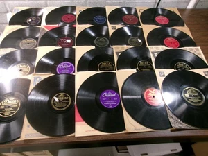 Lot Of 20 Vintage Records 78 rpm 10” 1940s Various Artists & Labels Sleeves - Foto 1 di 10