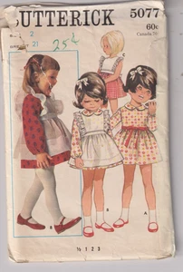 5077 BUTTERICK c.1969 - DRESS & PINAFORE - Toddler GIRLS Sz 2 - Picture 1 of 2