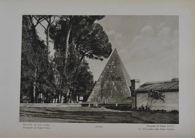 古董古罗马建筑金字塔如果凯乌斯·塞修斯 1920 意大利艺术印刷品 — 第 1/4 张图片