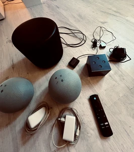 Heimkino Amazon Komplett-Set Echo (2x), Echo Sub, Fire TV Cube & Adapter  - Bild 1 von 10