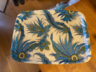 Vintage Large Fibreglass Serving Tray – Blue Peacock Feathers – Retro – Great! –