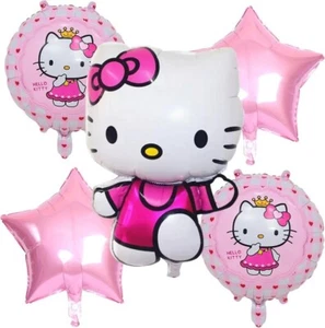 Hello Kitty Rosa Motto Ballon Blumenstrauß 5er Set Mädchen Kinder Party Deko - Bild 1 von 4