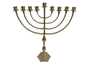 Portavelas Menorah Hanokia Janucá Templo de Jerusalén 18" 9 ramas envío - Imagen 1 de 9