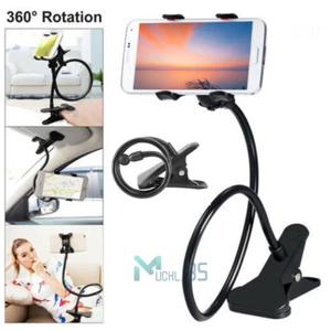 Flexible 360 Clip Mobile Cell Phone Holder Lazy Bed desk Bracket Mount Stand US - Picture 1 of 16