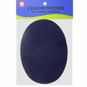 2 Large Natural Suede Leather Sew-On Elbow Repair Patches 4.75 x 6.5 in - Navy - Picture 1 of 2