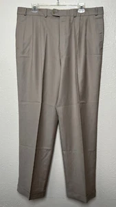 Ralph Ralph Lauren Pants Mens 38x32 Beige 120s & Cashmere Pleated Cuffed - Picture 1 of 17