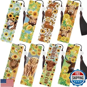 INCOK Diamond Painting Bookmarks Set - 8PCS Highland Cow 5D Diamond Art Bookm - Picture 1 of 5