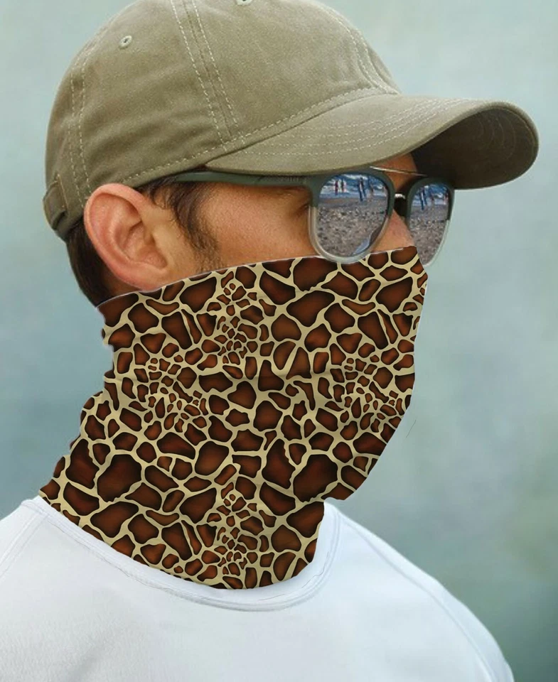 PARAGON SUN GAITER Mask UPF 50+ UV Protecter Giraffe Skin Ocean Boat Fishing Face Neck