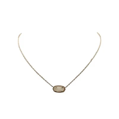 KENDRA SCOTT Elisa Goldtone Chain & White Drusy Pendant Choker Neckace - Image 1 of 4