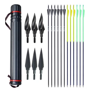 31" Archery Fiberglass Arrows set Practicing Hunting Recurve Compound Bow Quiver - Picture 1 of 13