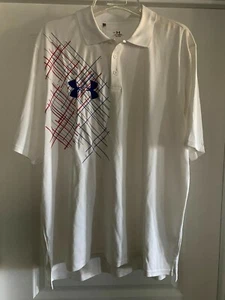 $60 NWT NEW MENS SIZE XXL 2XL UNDER ARMOUR UA LOOSE POLO SHIRT WHITE HEAT GEAR - Picture 1 of 8
