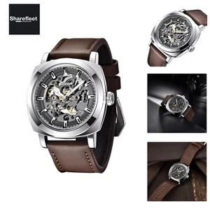 Relojes Hombre Reloj Automático Reloj Mecánico | Correa Cuero | Movimiento Dorado... - Imagen 1 de 10