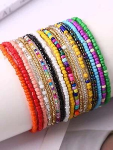 17pcs Set Bohemian Beaded Bracelet Women Bracelet Stackable Bracelet Crafted - Picture 1 of 7