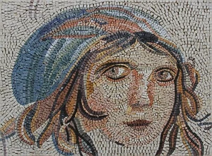 Mosaico de mármol La niña gitana Mosaico de Zeugma (Gaia) arte de azulejos de pared - Imagen 1 de 1