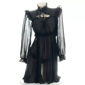 Abito da notte donna maglia trasparente manica lunga volant Lolita perizoma sexy trasparente - Foto 1 di 3