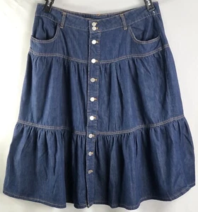 NWT Midi Blue Jean skirt 18 denim 38"W tiered ruffles Western Prairie Peasant - Picture 1 of 5