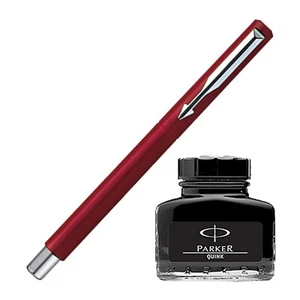 Parker Vector Standard CT Fountain Pen - Red + Quink Ink Bottle - Black (30ML) - Picture 1 of 6