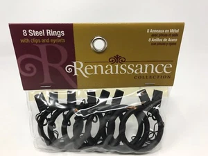 Set Of 8 Renaissance Collection Steel Rings With Clips And Eyelets 1.50" I.D. - Picture 1 of 6