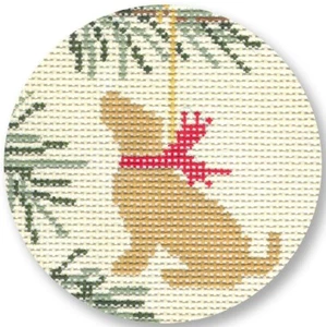 Needlepoint Handpainted CBK Christmas Yellow Lab 4" - Picture 1 of 4