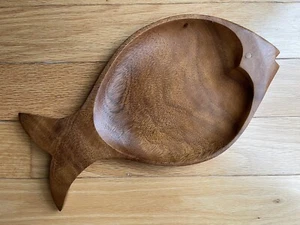 Vintage Wooden Fish Shaped Glace Fruit Pack Bowl Platter Plate Antique - Picture 1 of 8