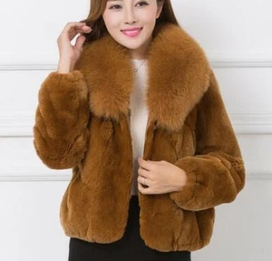 Para mujeres Abrigos de Piel Real Chaqueta Corta Cálida Cóctel Fiesta Invierno Rompevientos Delgados - Imagen 1 de 17
