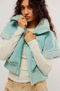 We The Free People Peachy Soft Velvety Cozy Sherpa Lining Vest XL - Picture 1 of 8