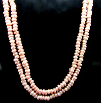 HONORA FRESHWATER 珍珠粉红色长无边 35 英寸项链漂亮全新 — 第 1/4 张图片