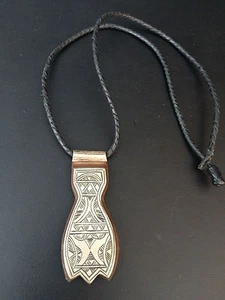 Ciondolo in legno argento sterling a strati fatto a mano marocchino da collezione!!!  Raro!!! - Foto 1 di 7