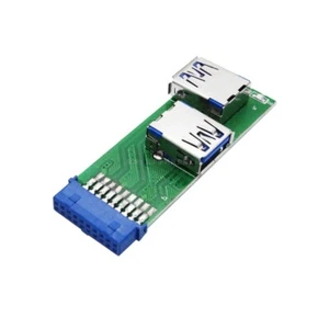 20pin Two USB3.0 Port Converters For 19 Pin Motherboards Interfaces 5Gbps Data - Picture 1 of 8