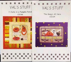2 Val’s Stuff Cross Stitch Charts THE GANG'S ALL HERE/3 JACKS IN A PUMPKIN PATCH - Imagen 1 de 4