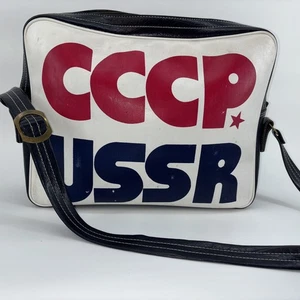 Bolsa de deporte olímpica vintage CCCP USSR años 80 azul blanco y rojo - Imagen 1 de 8