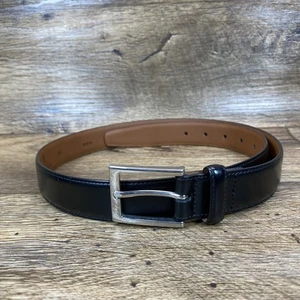 Brooks Brothers Ledergürtel Herren 34 schwarz silberne Schnalle Italien 1" - Bild 1 von 8