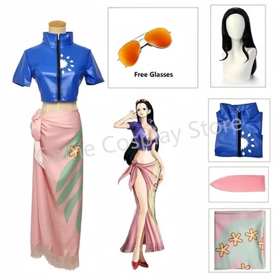 Anime Nico Robin Cosplay Disfraz Vestido Conjunto Peluca Gafas Halloween Carnaval Sui Foto 1 de 4