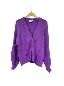 ICHI Soft Purple Button Front Cardigan Viscose Blend Womens Large - Picture 1 of 8