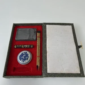 Set calligrafia tradizionale pennello inchiostro pietra vintage Suzuri Sumi Grinder Shodo - Foto 1 di 12