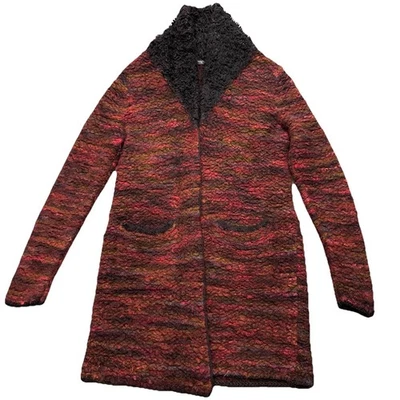 Peruvian Connection Alpaca Wool Blend Textured Long Cardigan Coat Size L Boho - Image 1 of 4