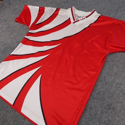 Винтажная мужская футбольная футболка PUMA большого размера красно-белая сделано в США 90-е - Изображение 1 из 4