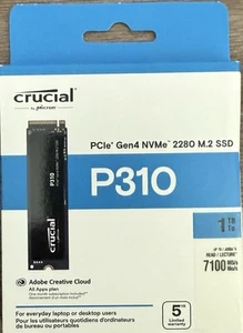 SSD Crucial P310 1 To PCIe Gen4 NVMe 2280 M.2 (R:7100 Mo/s), CT1000P310SSD8 - Photo 1/2