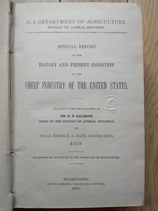 1892 Sheep Industry Report, U.S. Dept of Agriculture Livestock History Book Rare - Bild 1 von 16