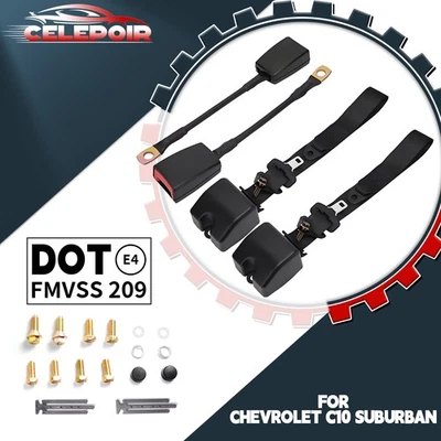 2pcs Premium 3-point Adjustable Car Seat Belt Straps Fit Chevrolet C10 Suburban - Imagem 1 de 4