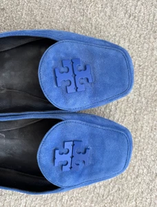 Tory Burch Suede blue Leather flats shoes Size 10.5 may fit 10 EUC - Picture 1 of 8