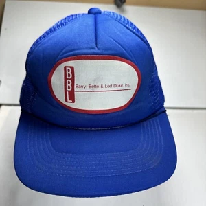 Vintage Bbl Barry, Bette & Led Duke Truckers Mesh Hat Blue Adjustable - Picture 1 of 7
