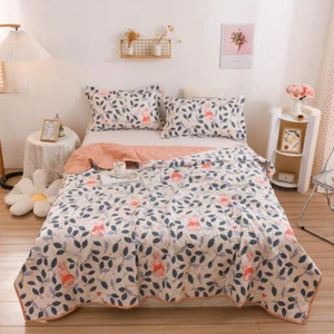 Leaves Print Summer Quilt Mechanical Wash Comfortable Comforter Blanket Quilts - Picture 1 of 21