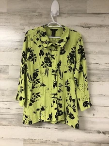 Ali Miles M grün Blumen Top fließend künstlerisch lebendig schick Alltag botanisch Boho - Bild 1 von 9