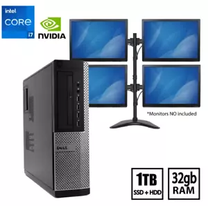 DELL TRADING COMPUTER i7 NVIDIA 4k 4M 32GB RAM 1TB SSD+HDD WIN 11 PRO SALE - Picture 1 of 5