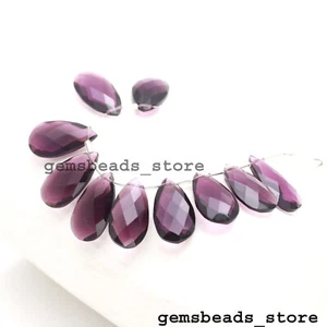 Briolette de piedras preciosas de amatista de cuarzo hidro facetado 22X12 mm cuentas 5 pares combinados - Imagen 1 de 8