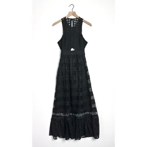 TRACY REESE Como Maxi Dress Sleeveless Cutout Lace Black size 2P - Picture 1 of 7