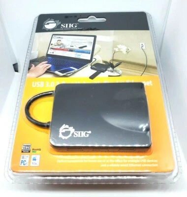 SIIG USB 3.0 3-Port Hub with Gigabit Ethernet - Black (JU-H30011-S1) - Image 1 of 4