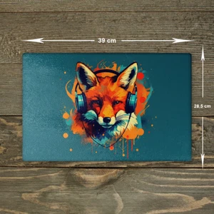 Fox Chopping Board Glass - Cutting Board Kitchen Worktop Saver - Picture 1 of 5