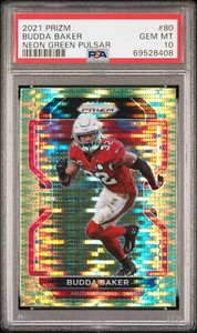 2021 Panini Prizm Neon Green Pulsar Buddha Baker #80 RC PSA 10 Pop 1!